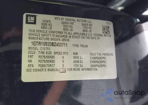 2011 GMC Sierra 1500 Sle z USA, uszkodzony, nr VIN 1GTR1VE03BZ433711